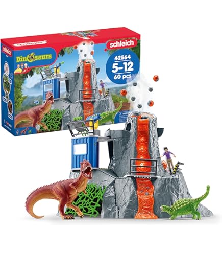 Schleich Dino World 火山と恐竜セット Amazon.co.jp: シュライヒ 恐竜 大火山とティラノサウルス恐竜